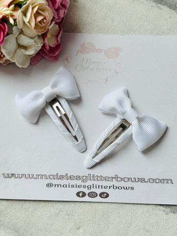 White Bow Snap Clips