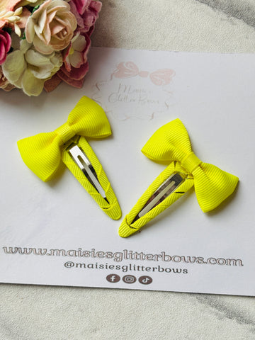 Neon Yellow Bow Snap Clip