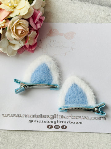 Blue Cat Ear Hair Clips