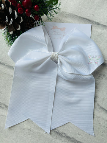 Large White Butterfly Ponytail Bow