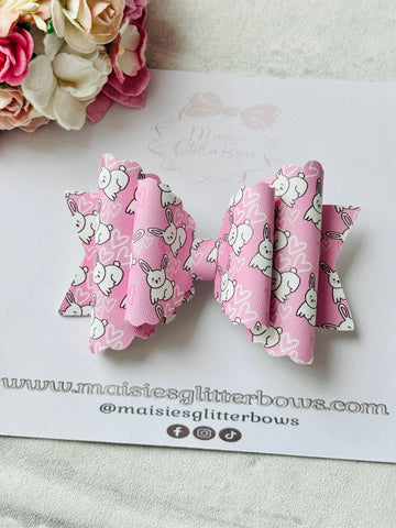 Pink Bunnies & Hearts Bow