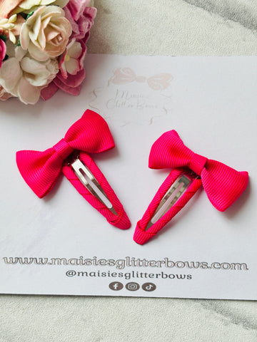 Hot Pink Bow Snap Clips