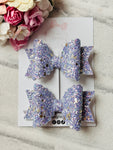 Small Purple Hearts & Stars Glitter Bows