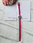 Rose Pink Pu Leather Snap Button Bracelet