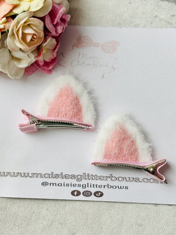 Pink Cat Ear Hair Clips