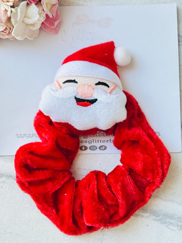 Santa Head Velvet Scrunchie