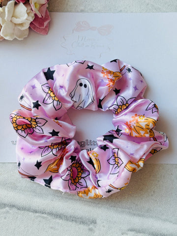 Pink Ghosts & Pumpkin Scrunchie