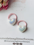 Small Iridescent Heart Hair Bobbles