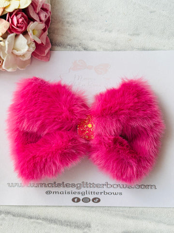 Rose Pink Fluffy Bow