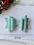 Green & Silver Holographic Snowflake Bow