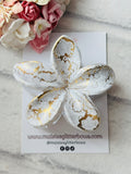 White & Gold Flower Claw Clip