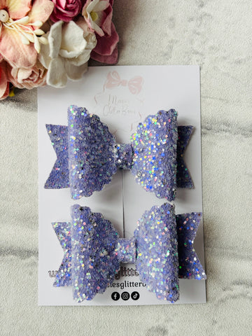 Small Purple Glitter & Diamanté Bows