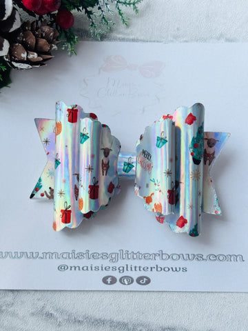 Holographic Merry Christmas Bow