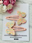 Peach Butterfly Snap Clips