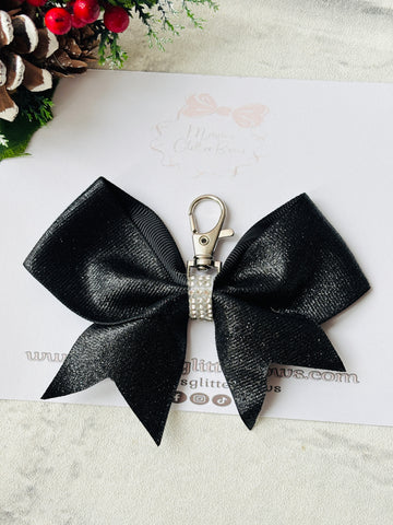 Black Glitter Bow Keyring