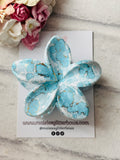 Blue & Gold Flower Claw Clip