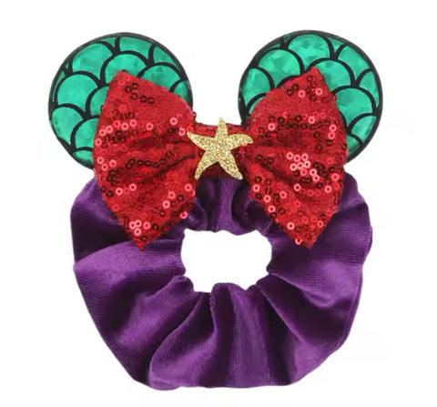 Ariel Green, Purple & Red Ears Scrunchie