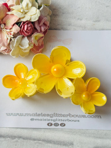 Yellow Flower Claw Hair Clip