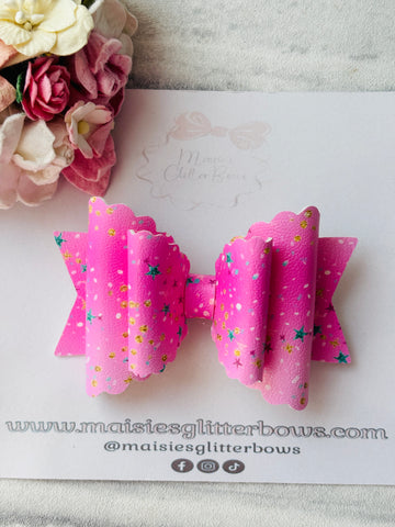Pink Colourful Stars Bow