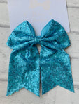 Sky Blue Sequin Ponytail Bow