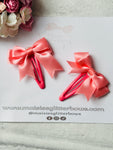 Coral Bow Snap Clips