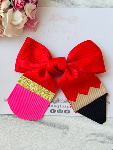 Red Pencil Ribbon Bow