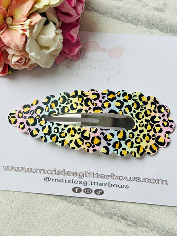 Rainbow Leopard Print Super Large Snap Clip