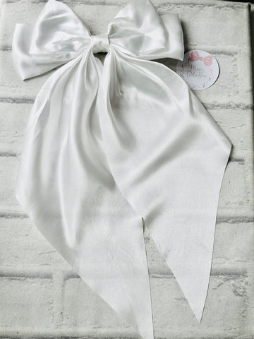 White Silk Waterfall Bow