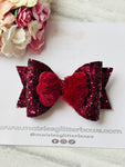 Burgundy Fluffy Bow