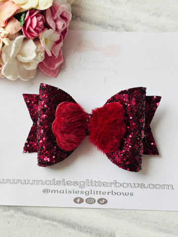 Burgundy Fluffy Bow