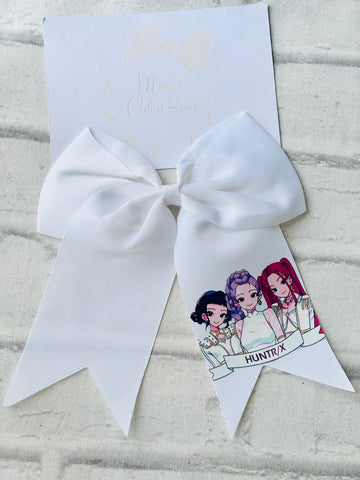 White K-Pop Demon Hunters Ponytail Bow Style 4