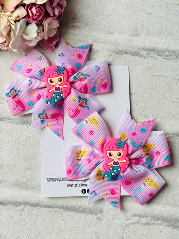 Pink Mermaid Ribbon Bows