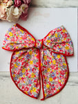 Red, Blue & Yellow Flower Bow