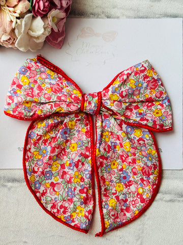 Red, Blue & Yellow Flower Bow