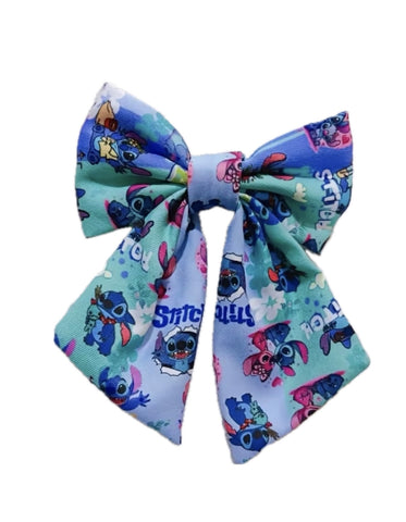 Blue & Turquoise Stitch Bow