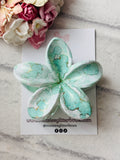 Green & Gold Flower Claw Clip