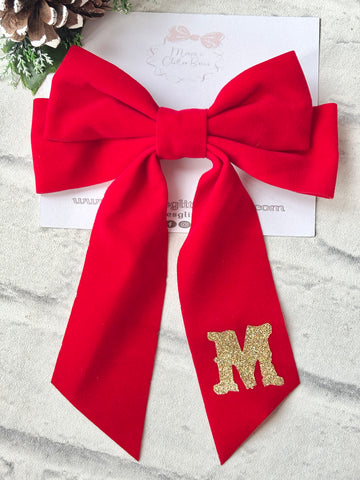 Personalised Large Red Velvet Bow