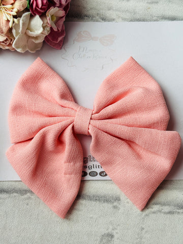 Salmon Pink Fabric Bow
