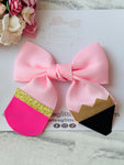 Pink Pencil Ribbon Bow