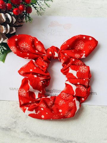 Red & White Reindeer Scrunchie