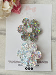 Silver Flower Clips