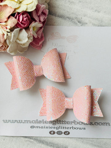 Light Pink Sequin & Glitter Holographic Bow