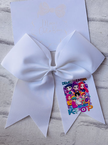 White K-Pop Demon Hunters Ponytail Bow