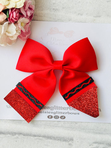 Red Ribbon Crayon Bow