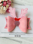 Pink Reindeer Bow
