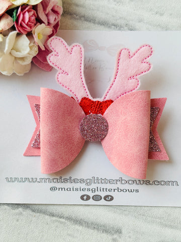Pink Reindeer Bow
