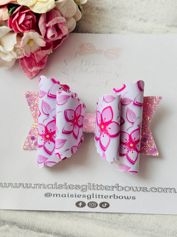 Pink Flowers Bow