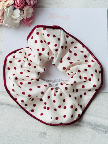 Deep Red Spotty Scrunchie