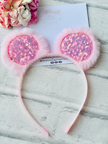 Light Pink Teddy Ears Headband