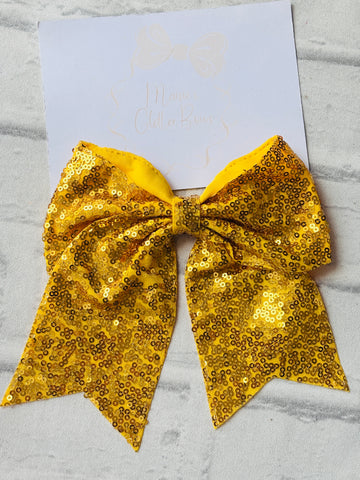 Gold Sequin Ponytail Bow